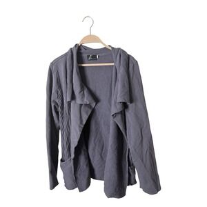 Fenini purple Cotton‎ Cardigan Cover-Up Sz L Pockets Lagenlook Art To Wear